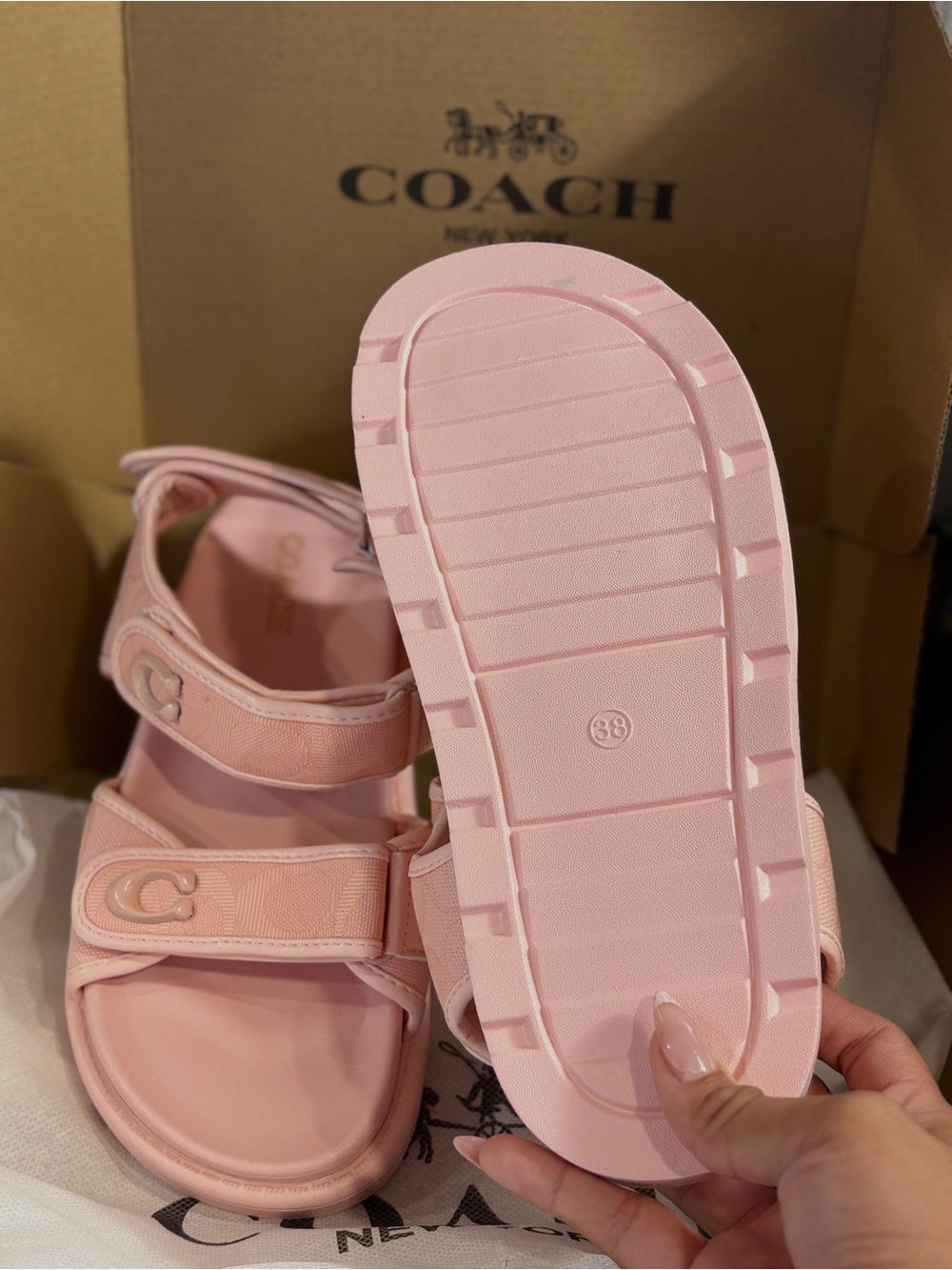 COACH Pink Sporty Adjustable Women’s Sandals - Picture 3 of 3